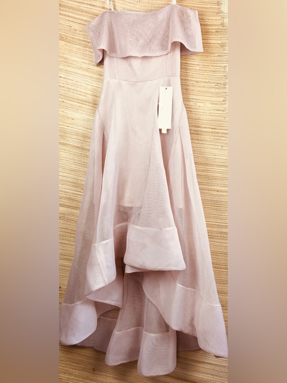 ⁠Bronx and Banco NWT Blush Pink Tulip Off Shoulder Cutout Mesh Gown Dress 4⁠ - Picture 7 of 16